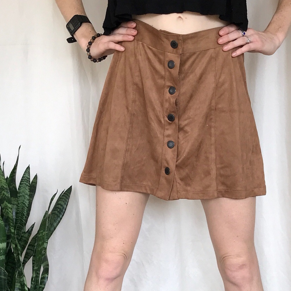 faux suede skirt, button up